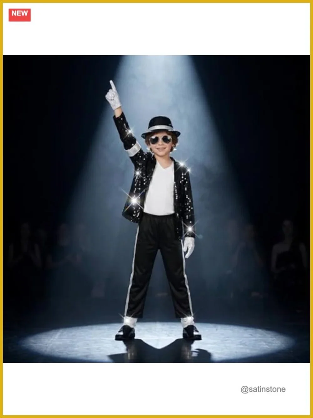 Kids 80s 90s Pop Star Costume 7-Piece Halloween Dance Outfit Set